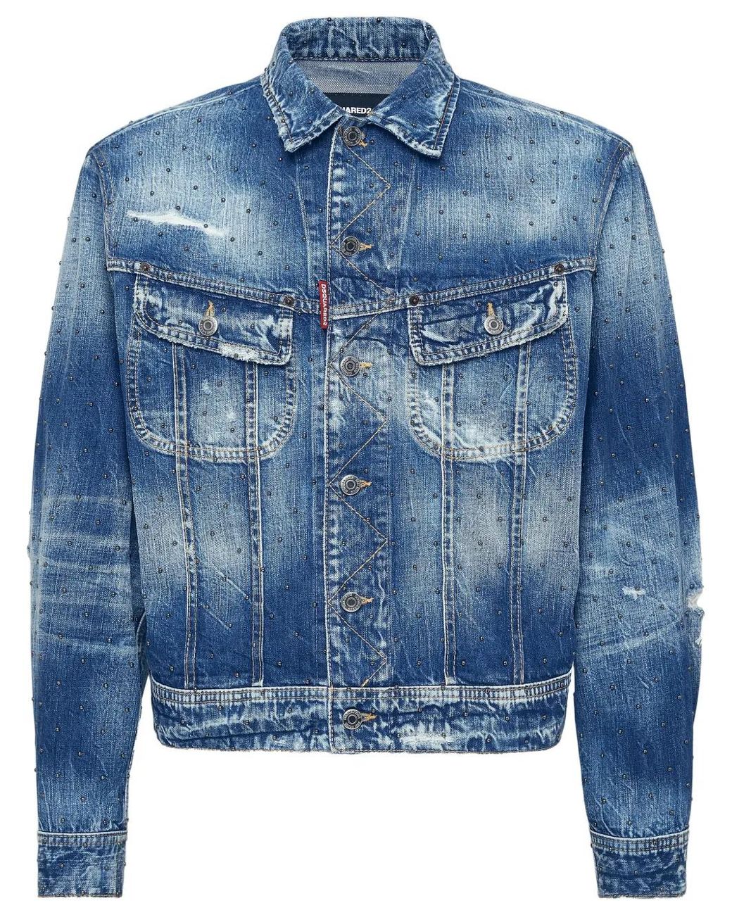 DSquared² Blue Beaded Denim Jacket for men