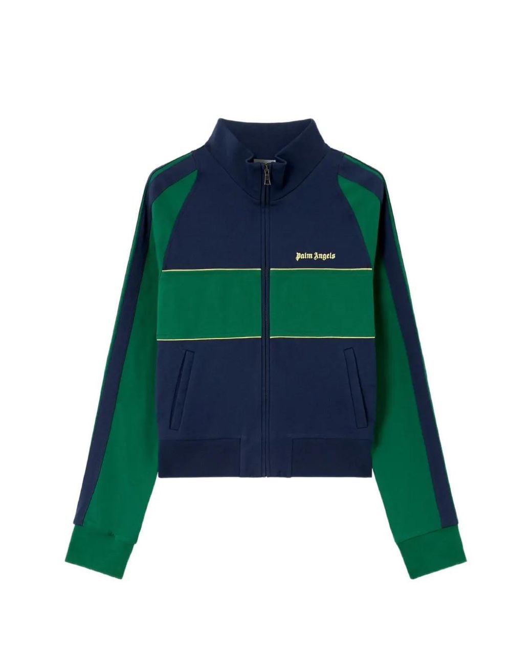 Palm Angels Green Classic Logo Zipped Crew Jacket