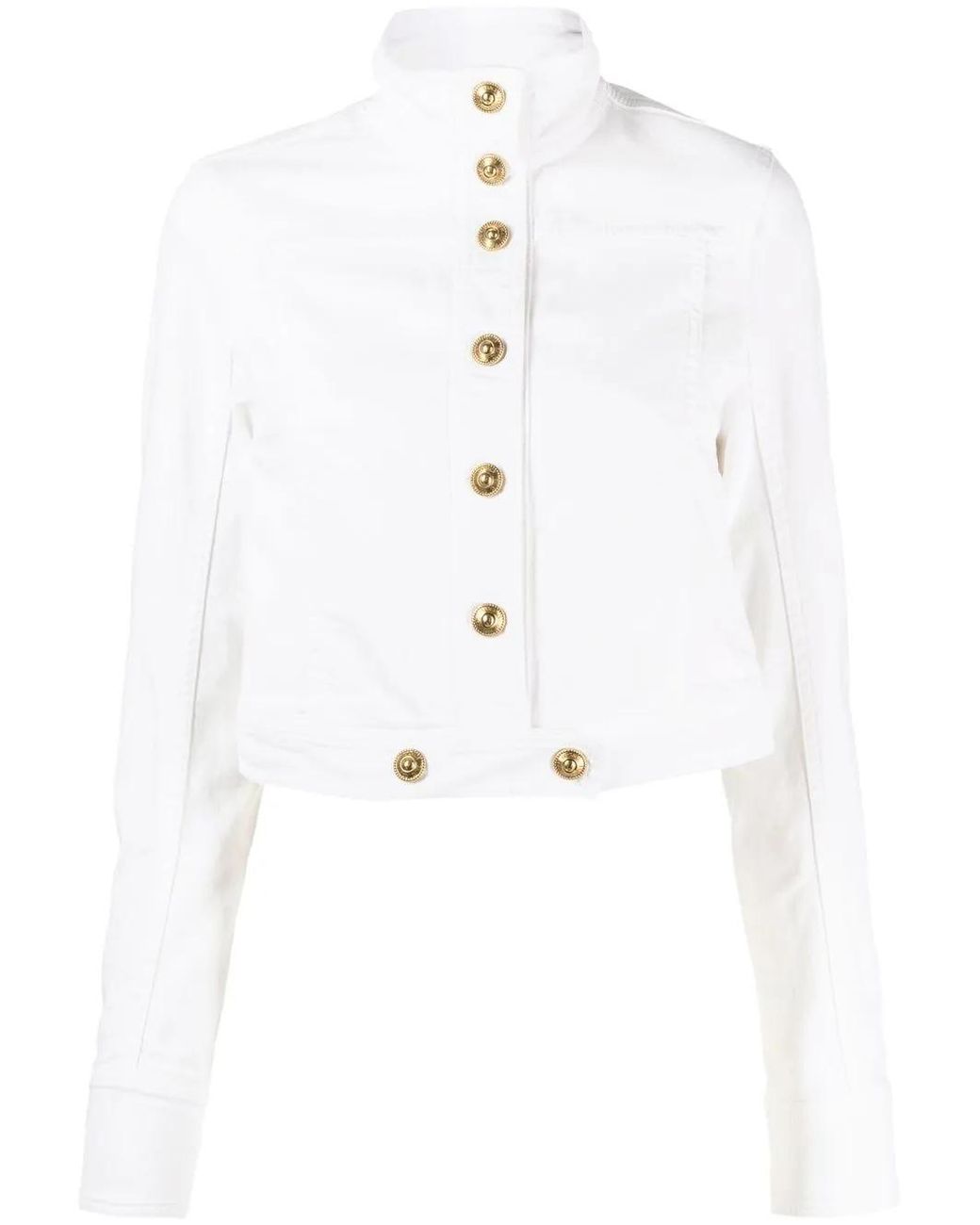 Versace Jeans Couture White Logo-Patch Cropped Jacket