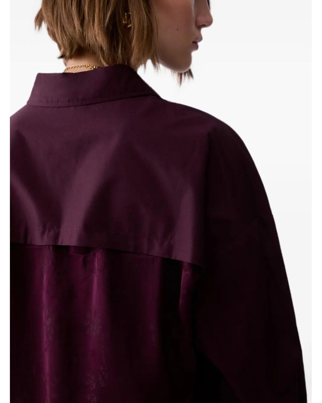 Liu Jo Purple Shirt With Jacquard Satin Insert