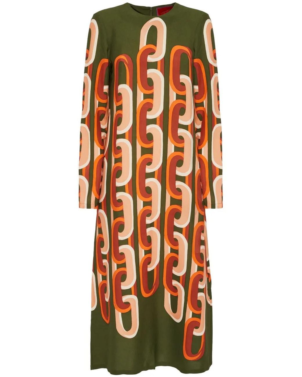 LaDoubleJ Green Long Sleeve Midi Swing Dress