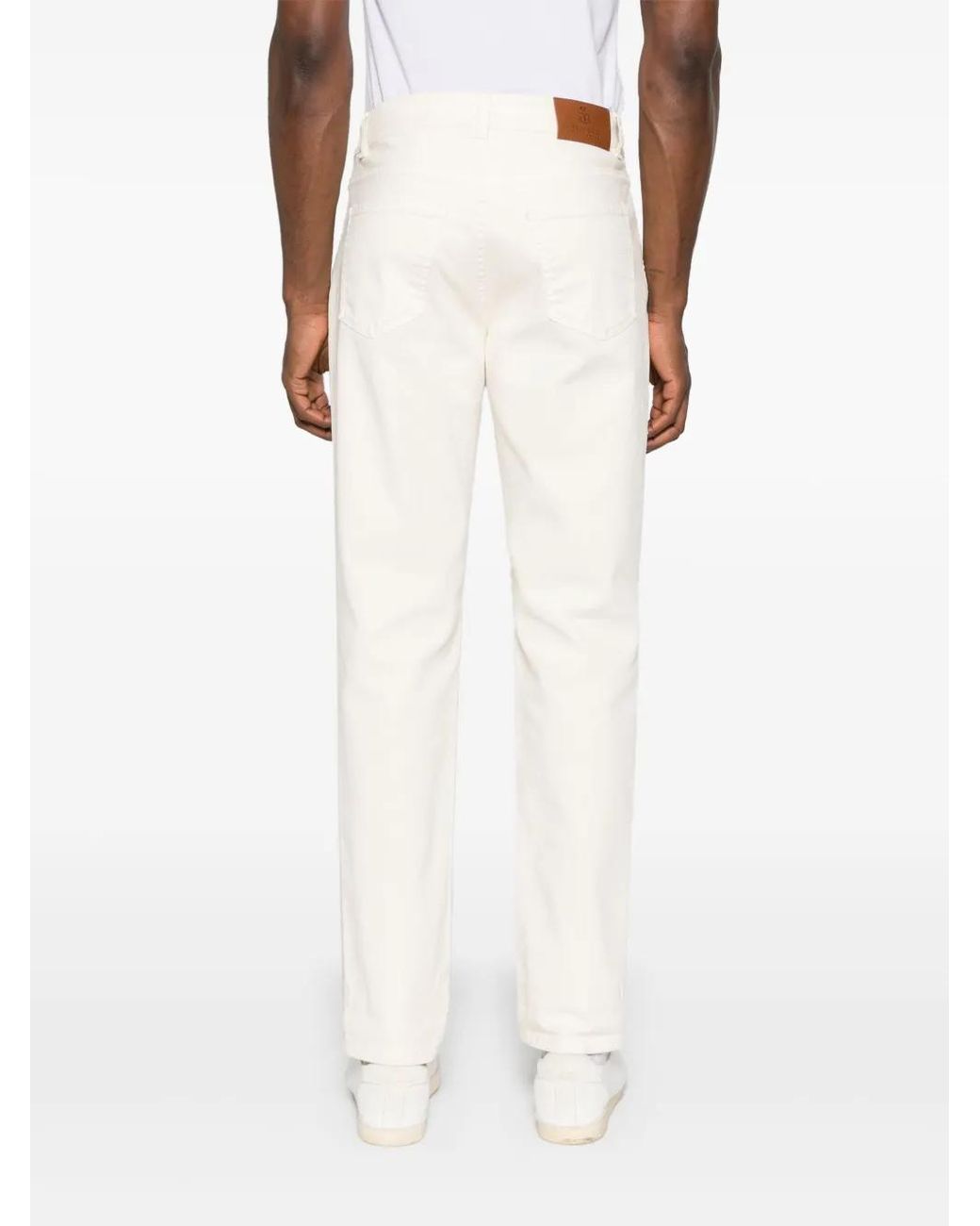Brunello Cucinelli White Mid-rise Slim-fit Jeans for men