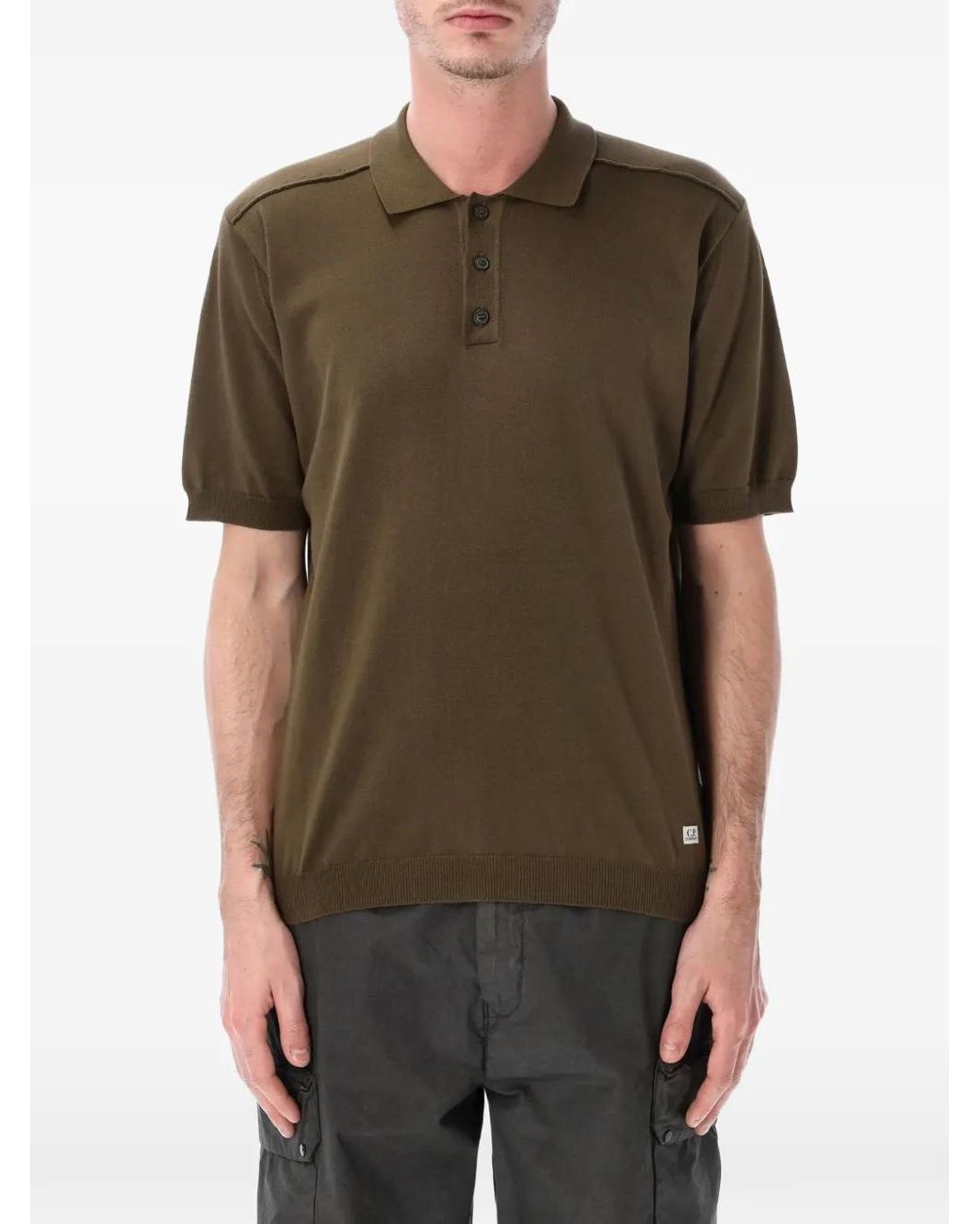 C P Company Brown Short-Sleeved Polo Shirt for men