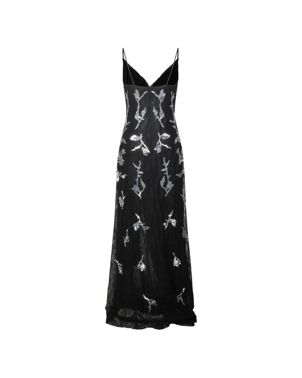 Blumarine Black Sequin-Embellished Lace Maxi Dress