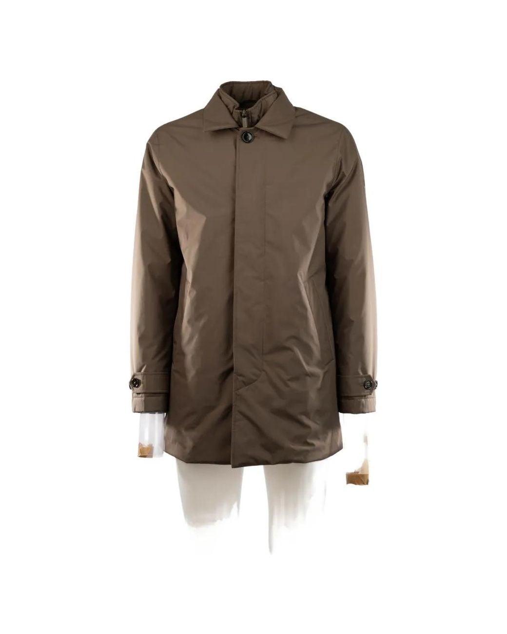 Heskimo Brown Button-Fastening High-Neck Jacket for men