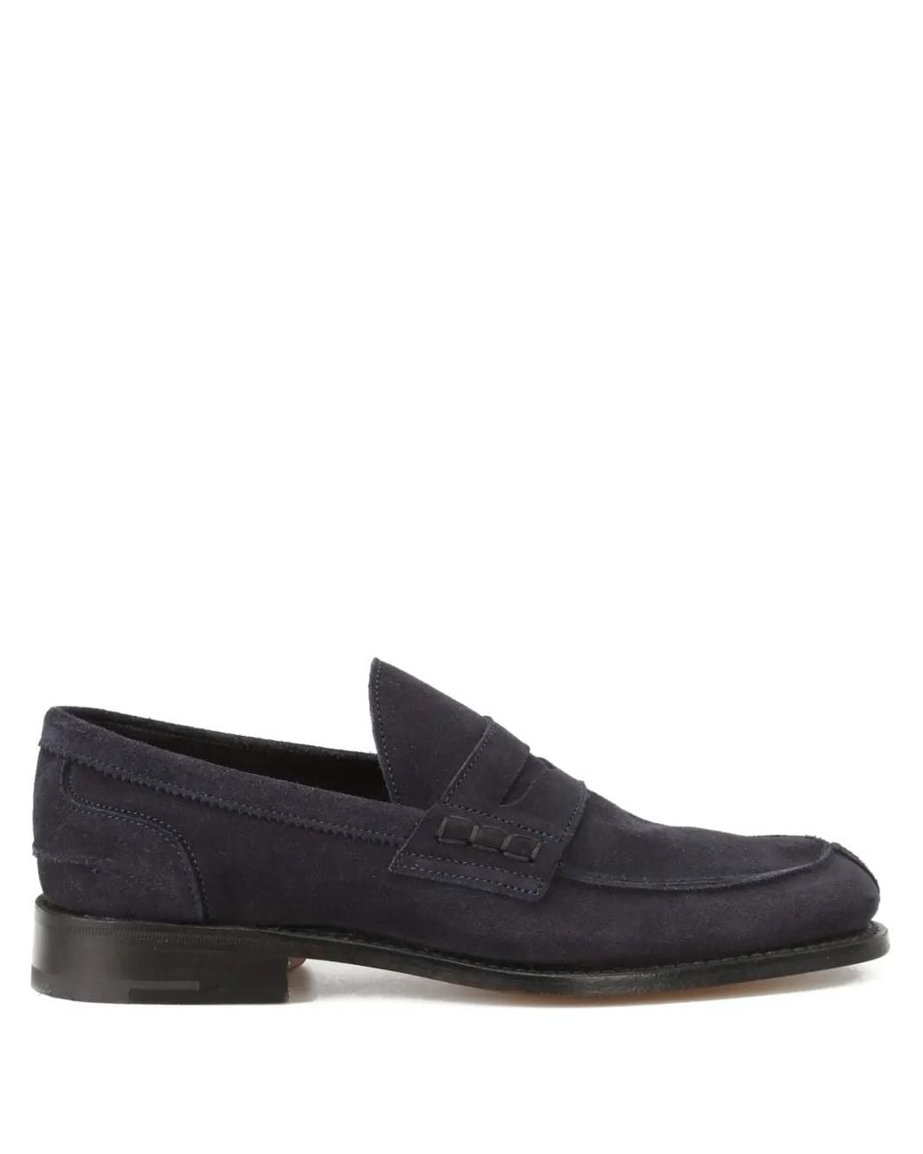 Tricker's Black Penny-Slot Suede Loafers for men