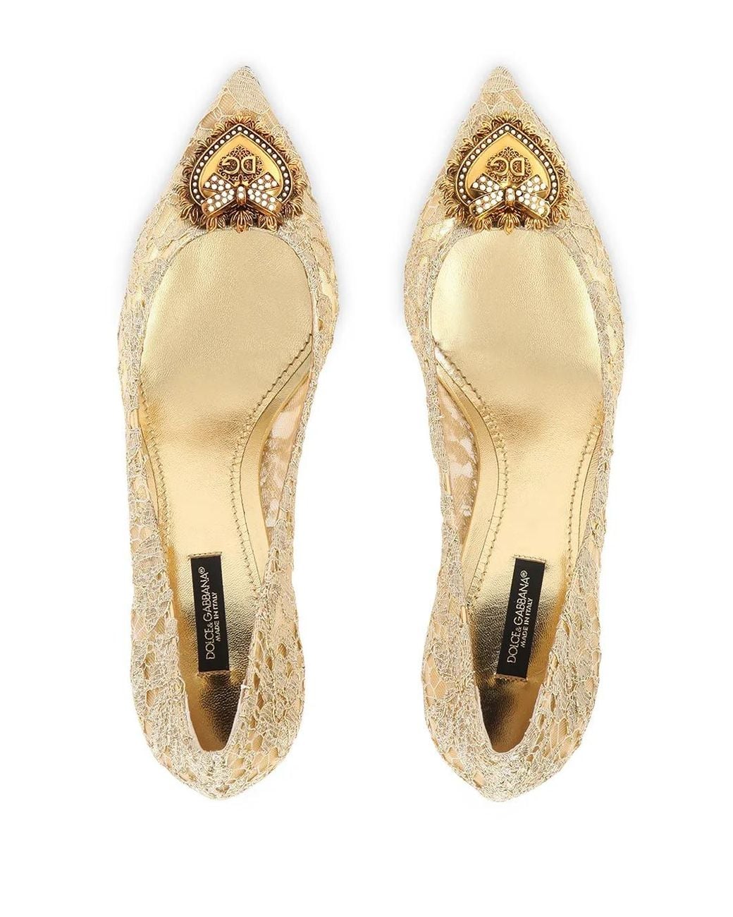 Dolce & Gabbana Natural Embellished Lace Pumps