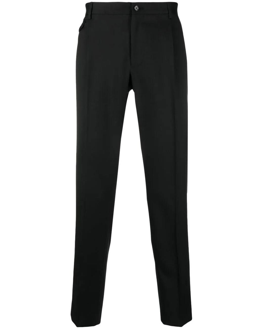 Dolce & Gabbana Black Pressed-Crease Tailored Trousers for men