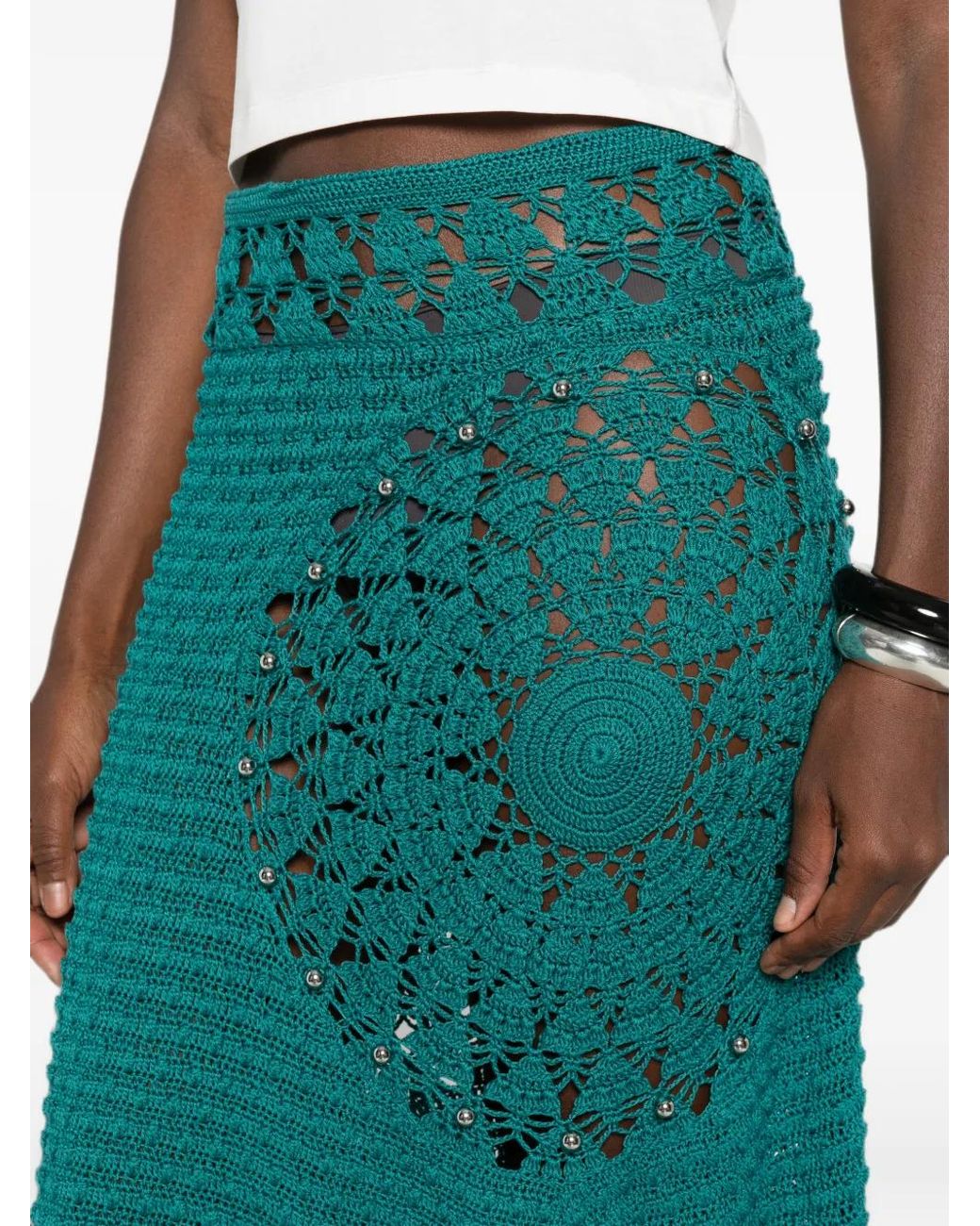 Rabanne Green Handmade Midi Skirt