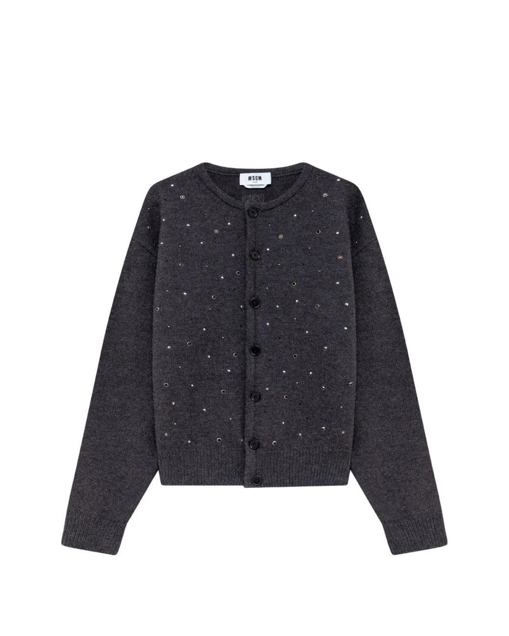 MSGM Blue Crystal-Embellished Eyelet-Detail Cardigan for men