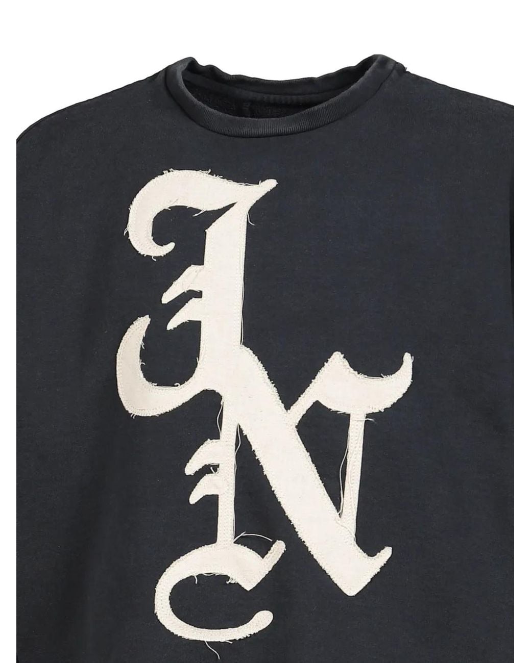 JUN/NAKAYAMA Blue Logo-Patch Raw-Edge Sweater for men