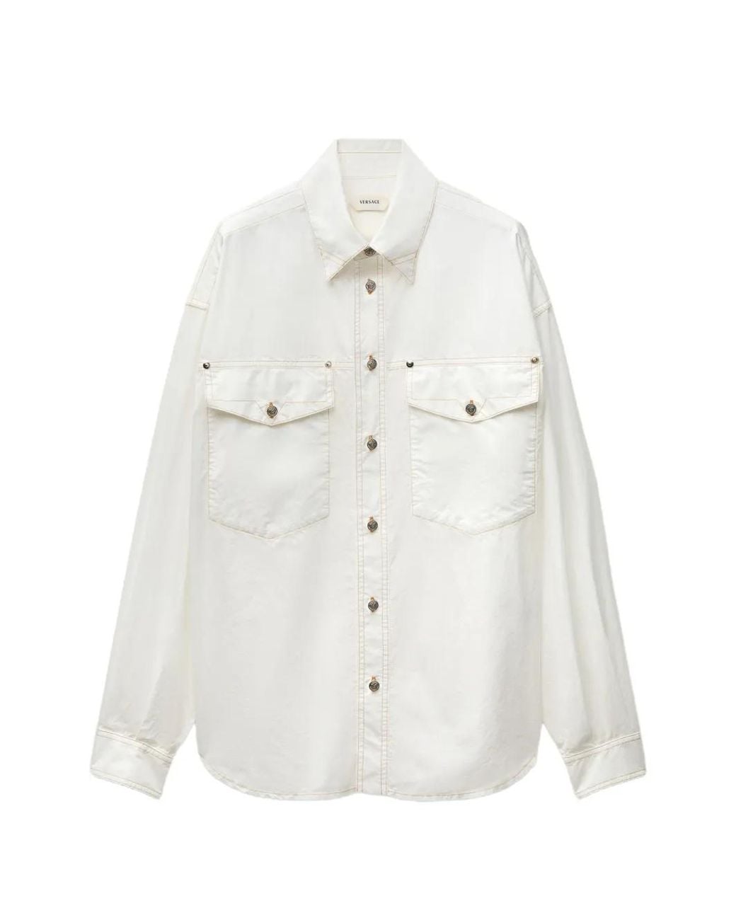 Versace White Cotton-Poplin Loose Shirt for men
