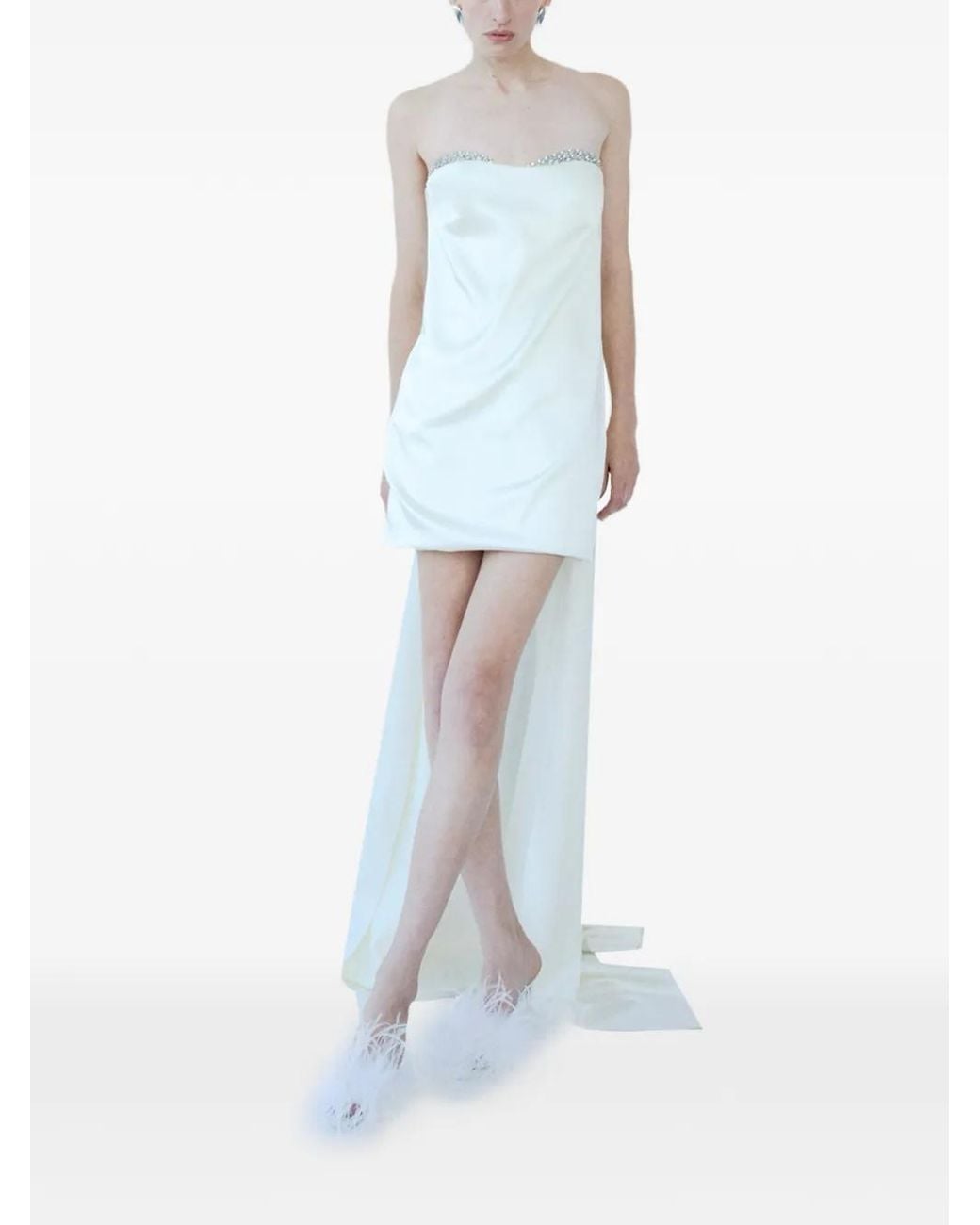 The New Arrivals Ilkyaz Ozel White Embellished Mini Dress