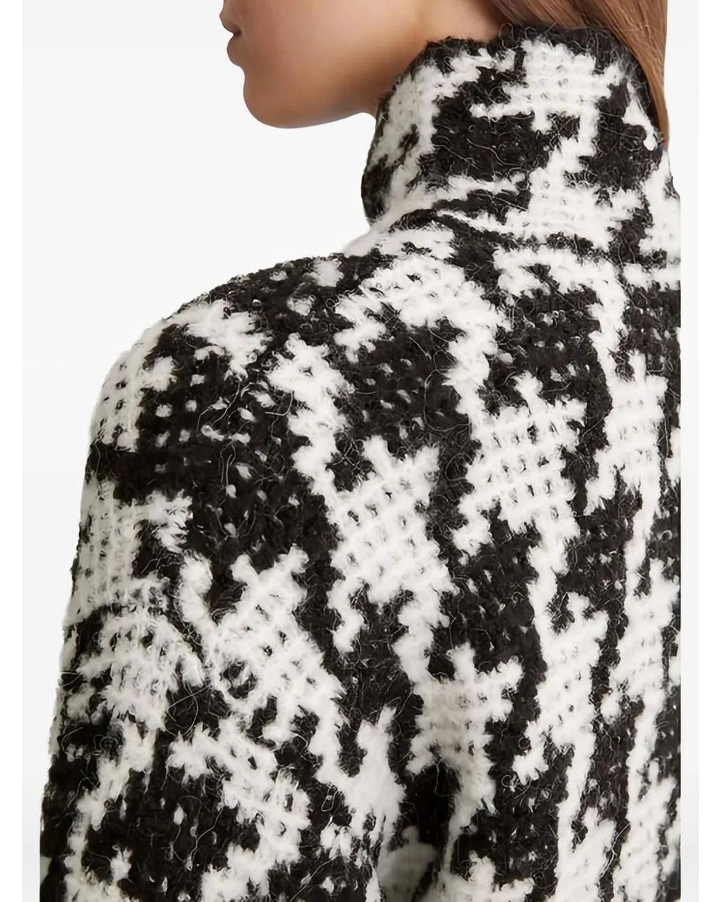 Marc O' Polo Black Houndstooth-Pattern Turtleneck Sweater