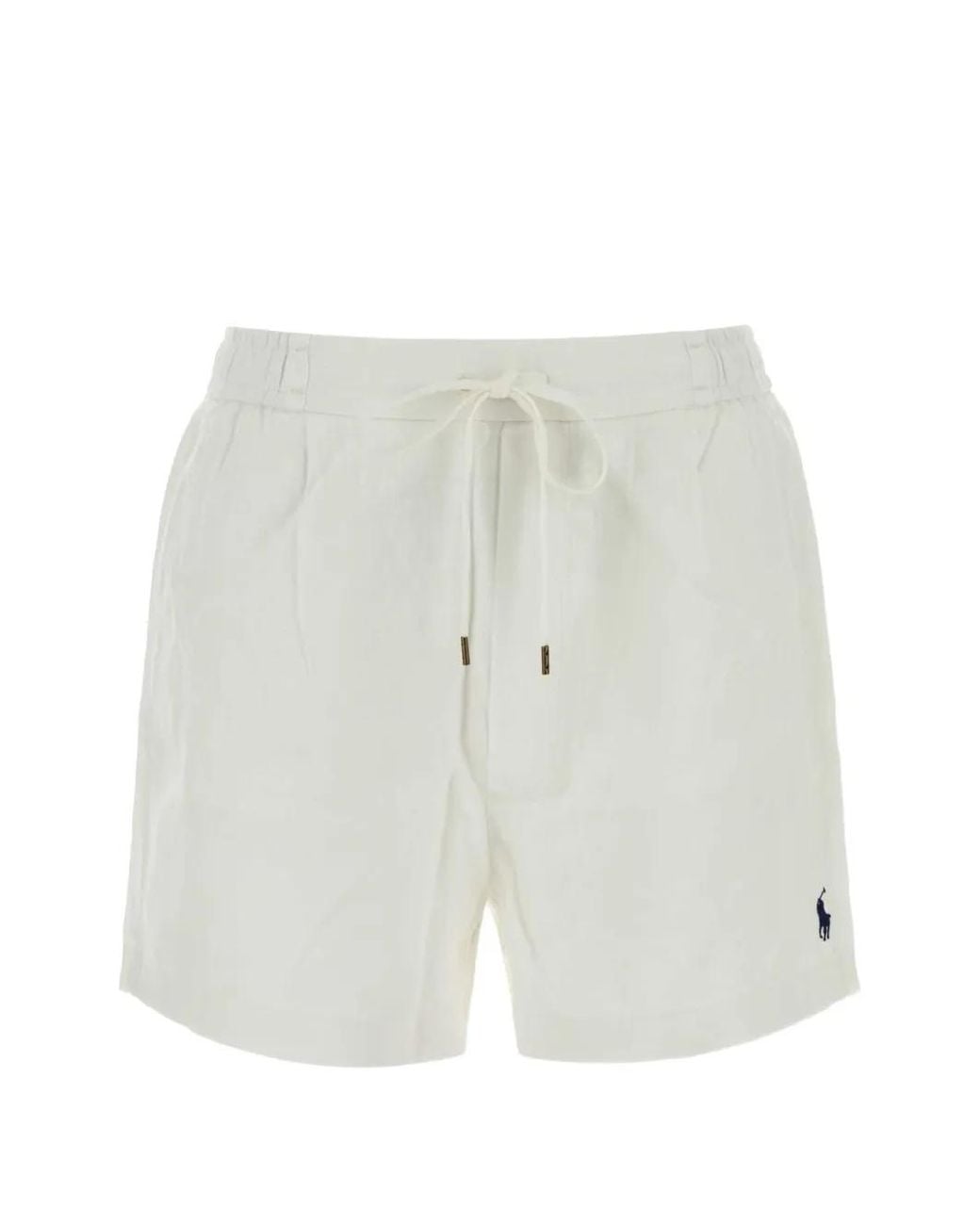 Polo Ralph Lauren White Drawstring-Waist Linen Shorts