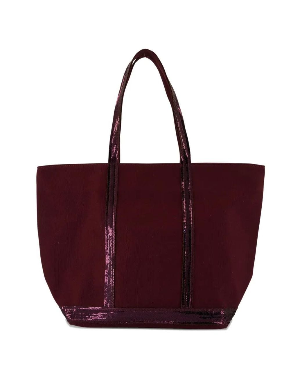 Vanessa Bruno Red Medium Sequin-Trimmed Tote Bag
