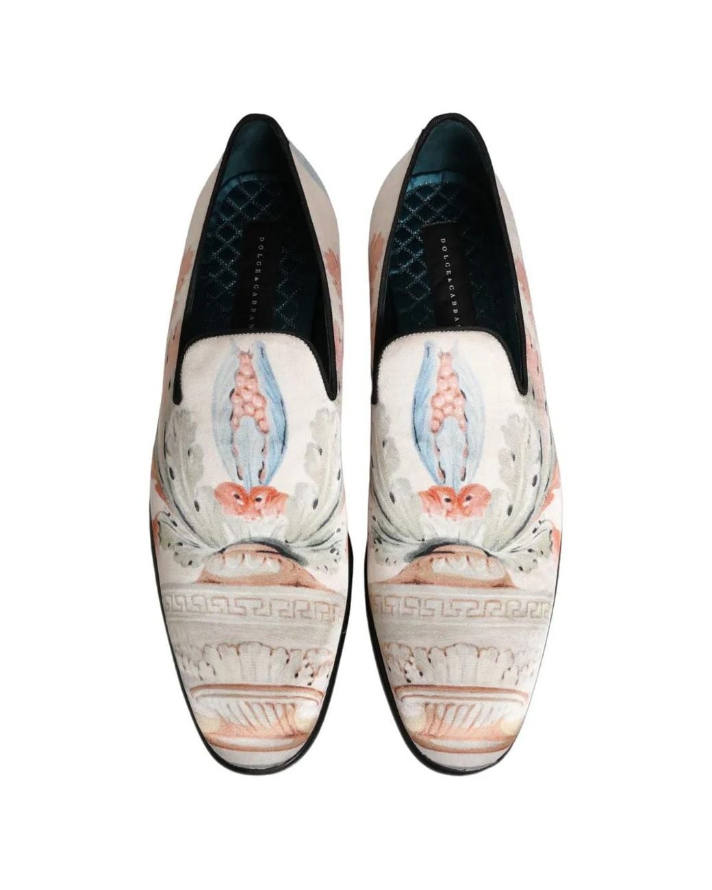 Dolce & Gabbana White Floral-Print Slip-On Loafers for men