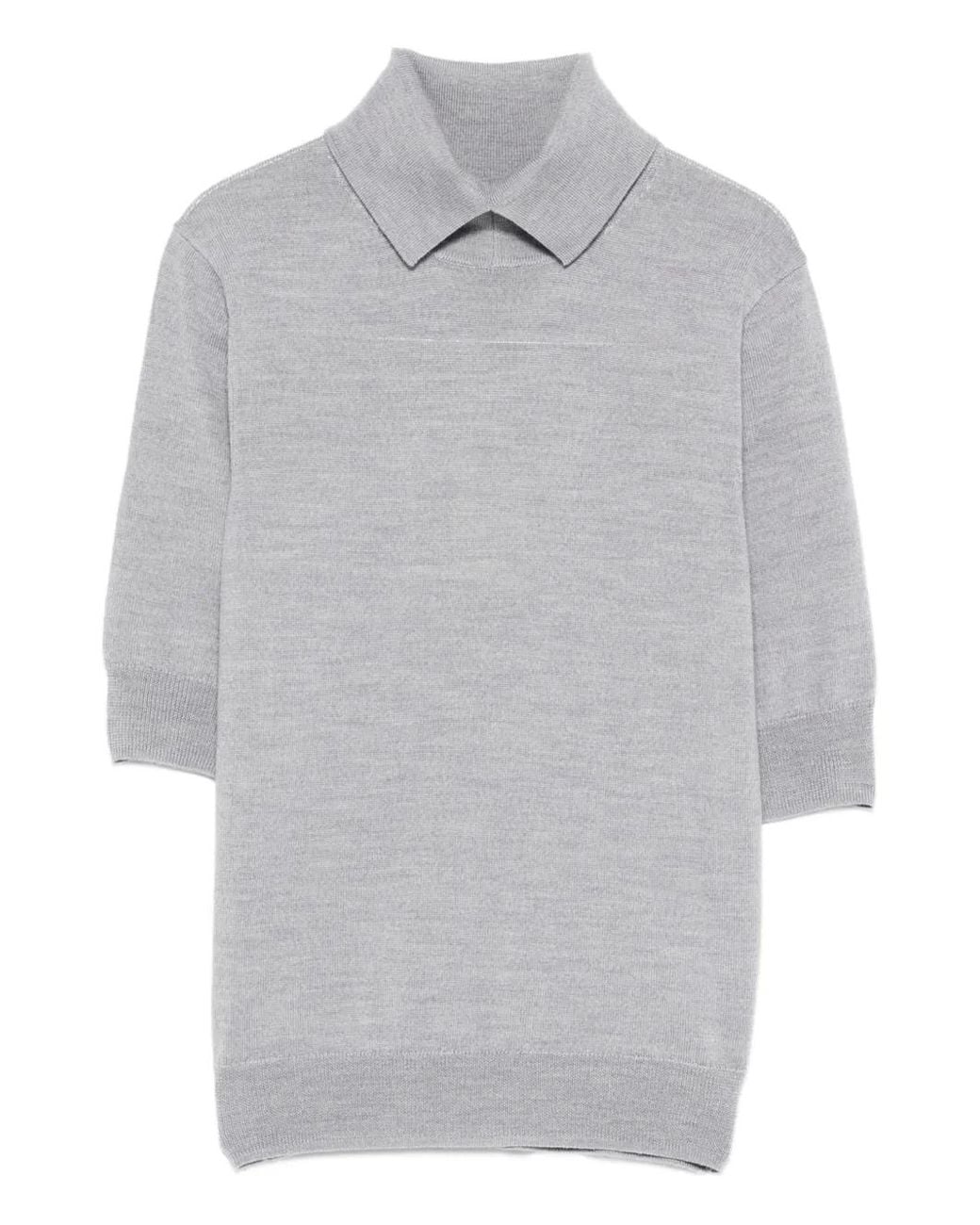 Herskind Gray Collared Knit T-Shirt