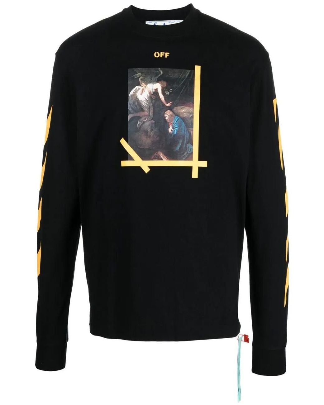 Off-White c/o Virgil Abloh Black Off- Long Sleeve Diagonal Arrow Carvagio Skate T-Shirt for men
