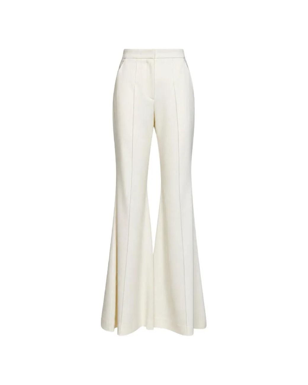Costarellos White Sewn-Crease Flared Trousers