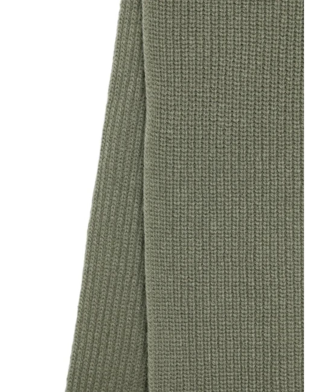 Arte' Green Ribbed-Knit Scarf for men
