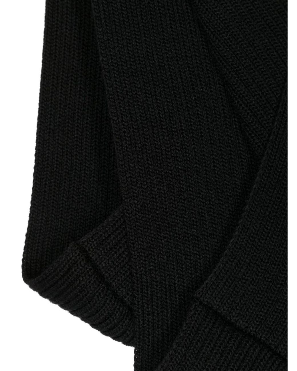 Julius Black Ribbed Circular-Design Scarf for men