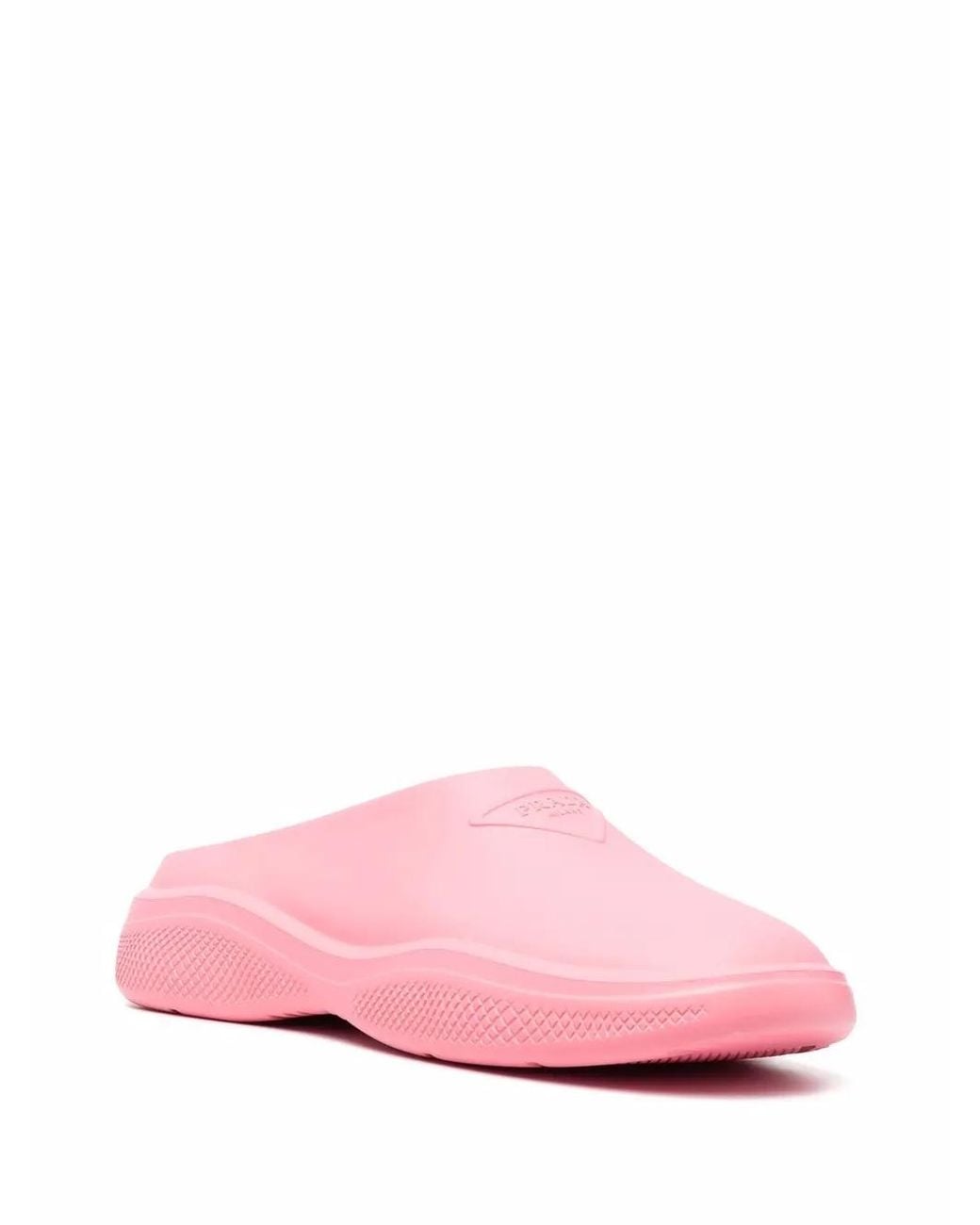 Prada Pink Mellow Logo-Embellished Mules