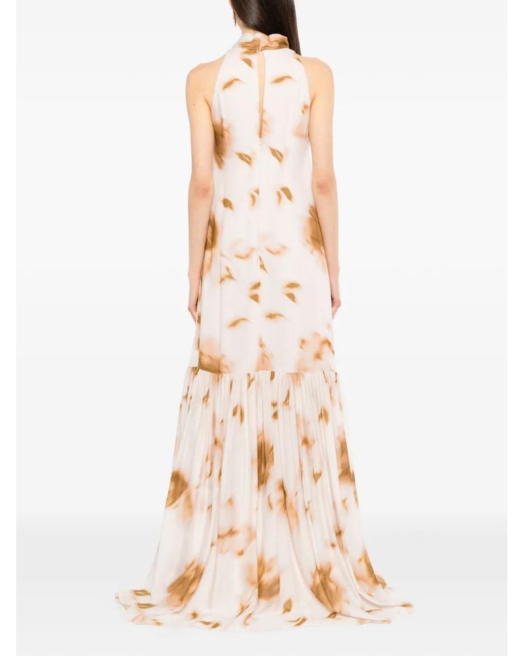 Amsale White Floral-Print Trapeze Dress