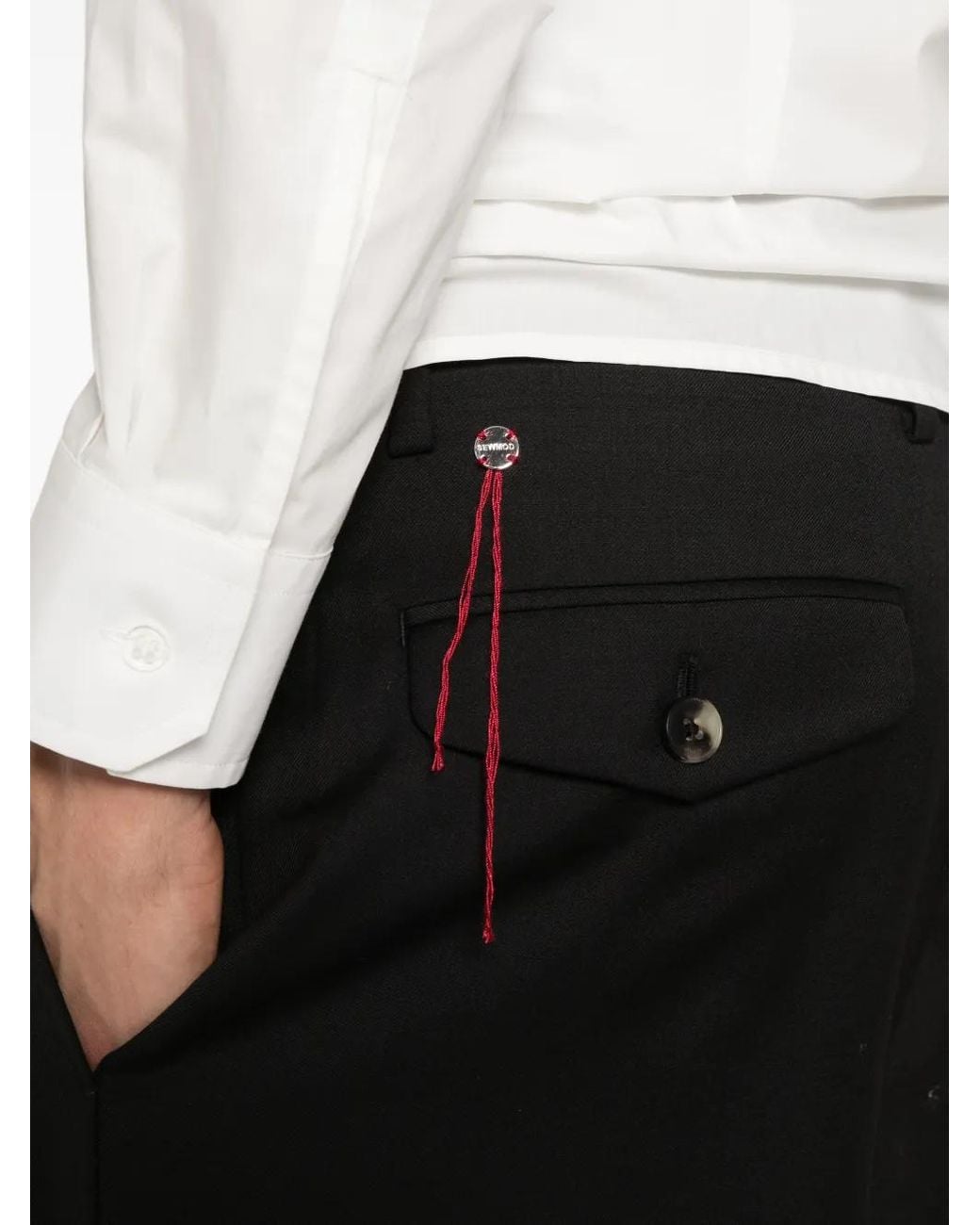 SEWMOD Black Pleated Logo-Detail Trousers for men