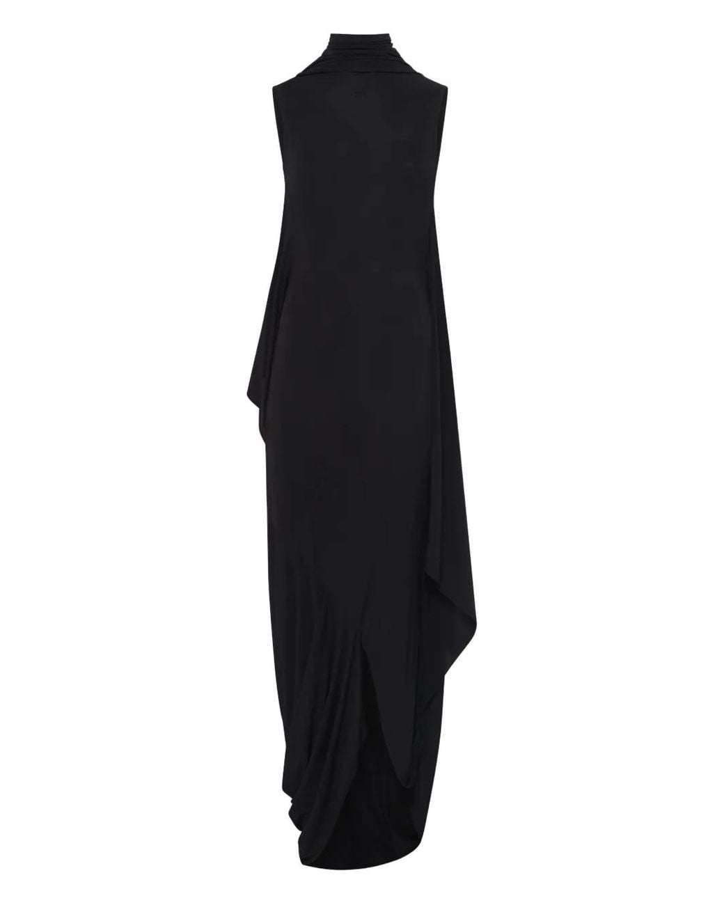 MARINE SERRE Black Draped Open-Back Dress