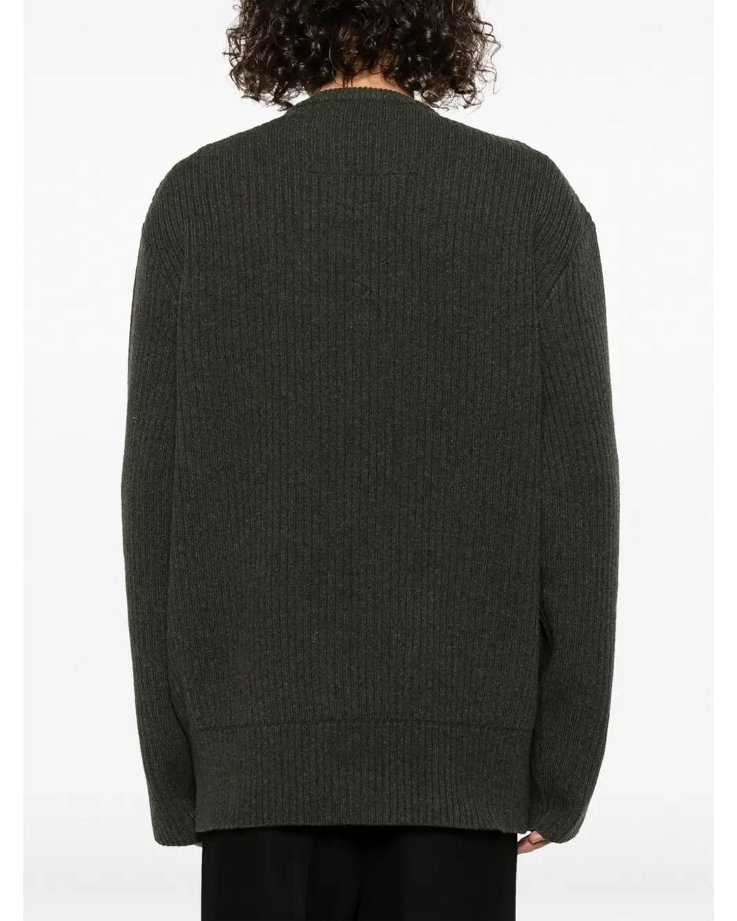 Givenchy Black Oversize Ribbed Sweater In Military for men