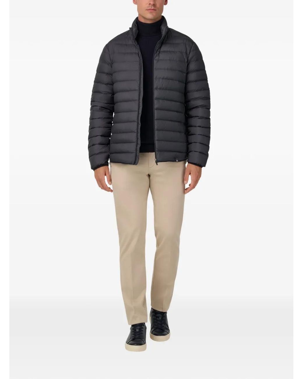 Boggi Gray Recycled Goose Feather Fabric Bomber for men