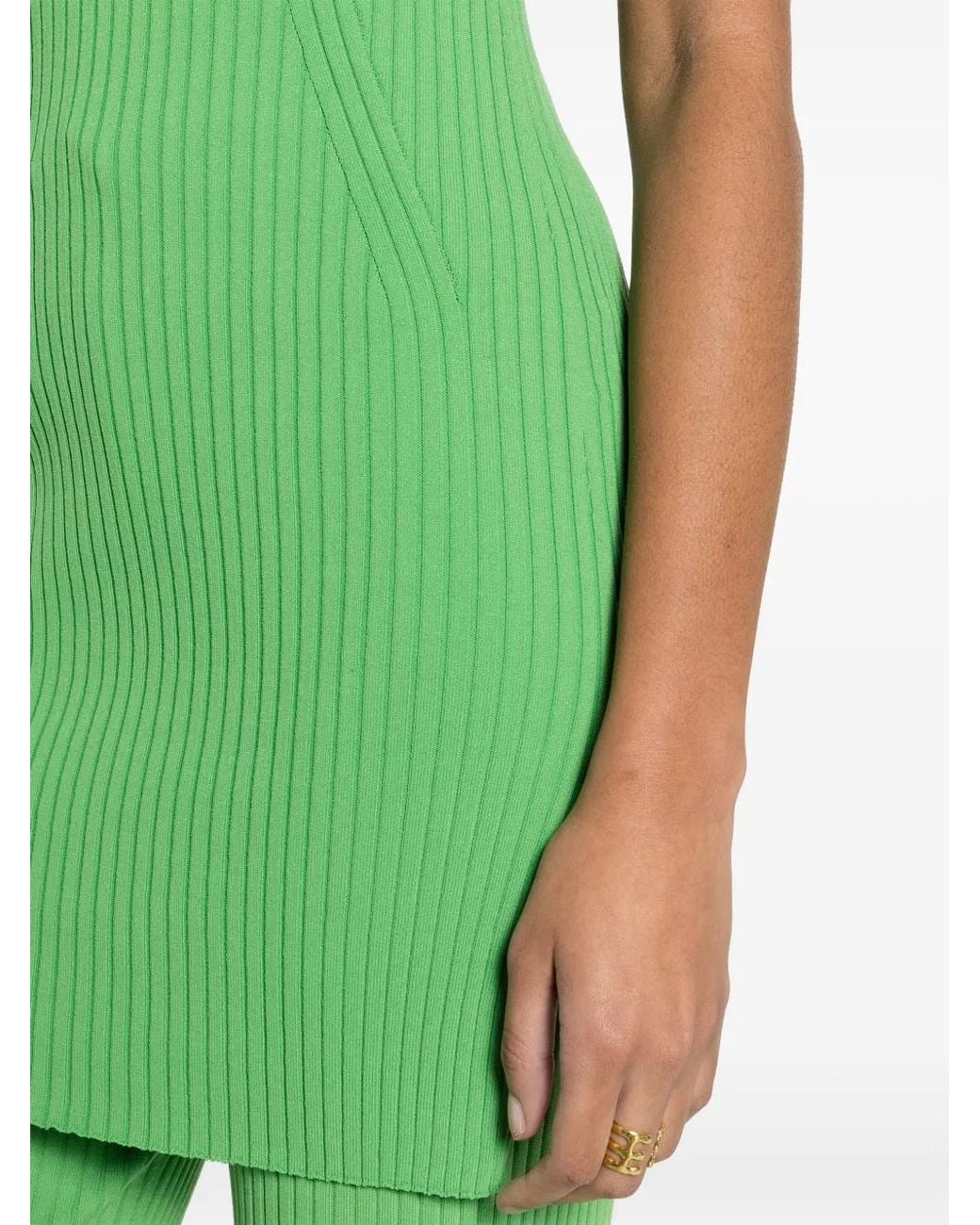 Nanushka Green Brynn Ribbed-Knit Strapless Top