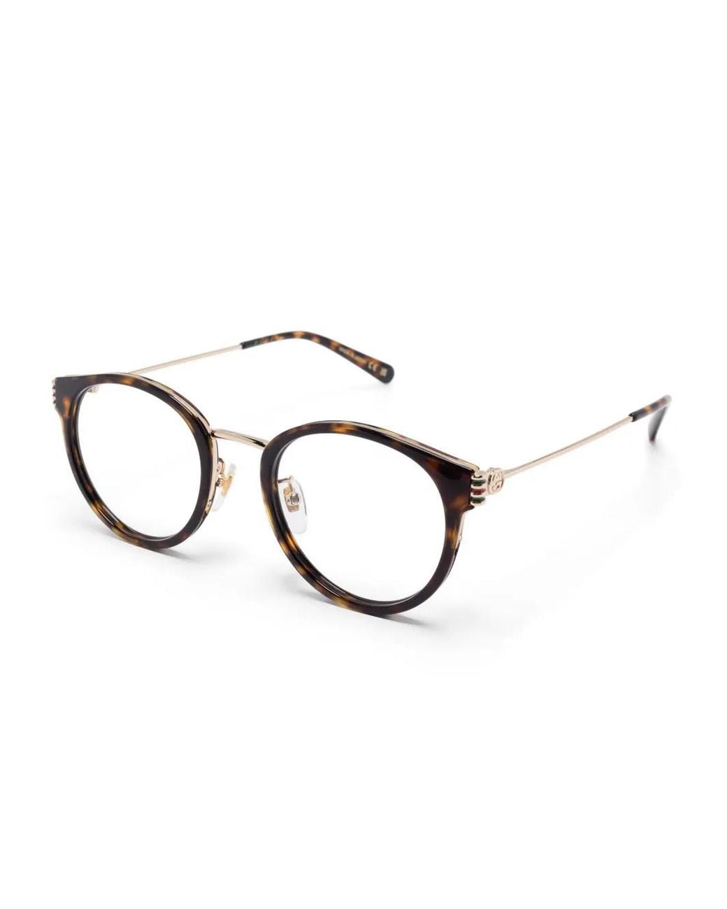Gucci Brown Tortoiseshell-Effect Round-Frame Glasses