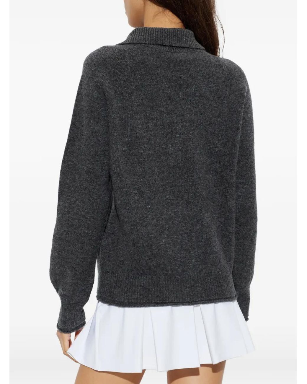 Lacoste Gray Long-Sleeve Polo-Collar Sweater