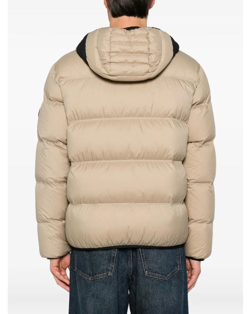 Moncler Natural Veste Matelassée À Patch Logo for men