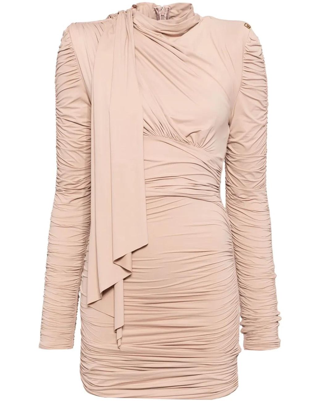 Elisabetta Franchi Natural Ruched Mini Dress