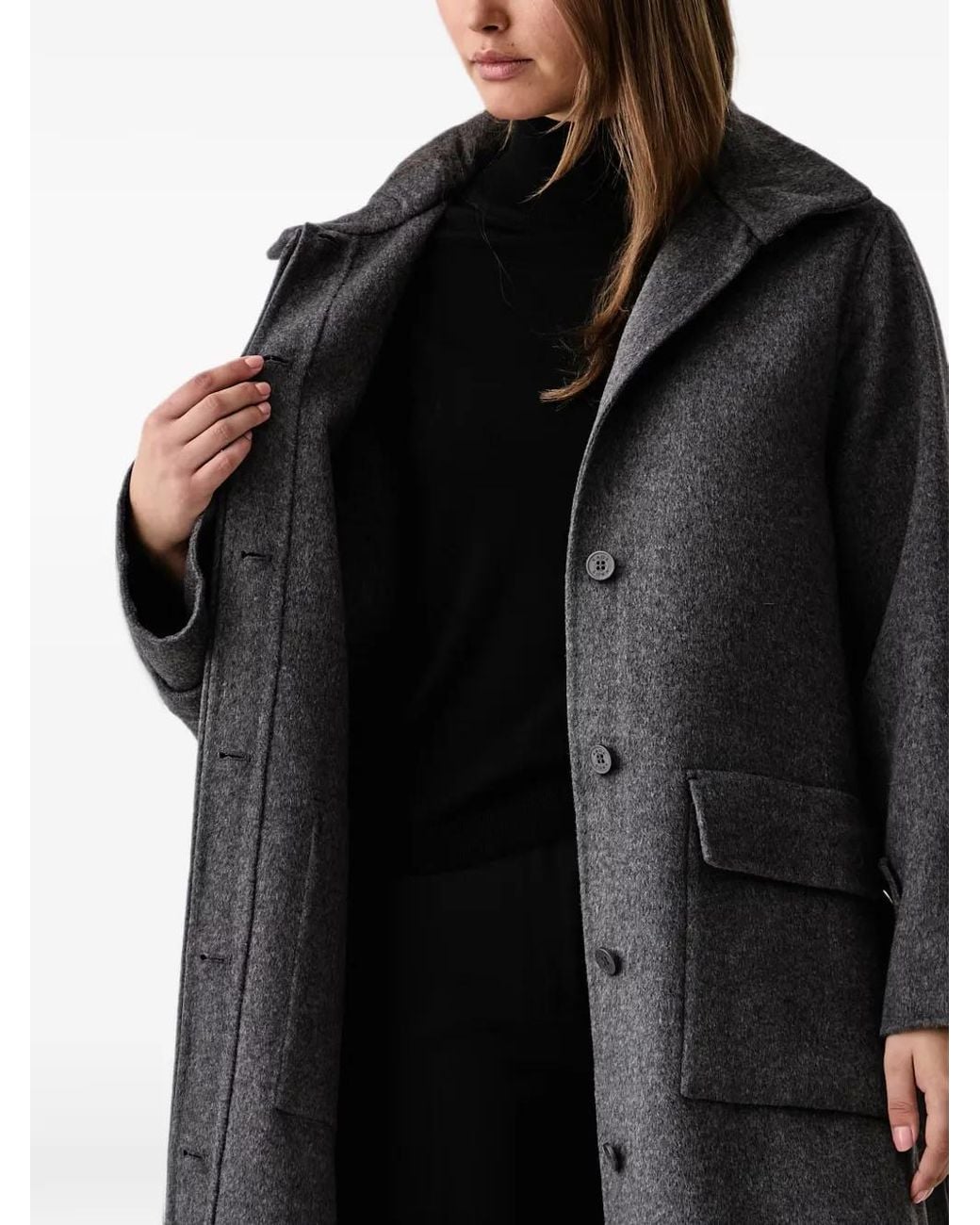 Kaos Black Belted Button-Front Coat