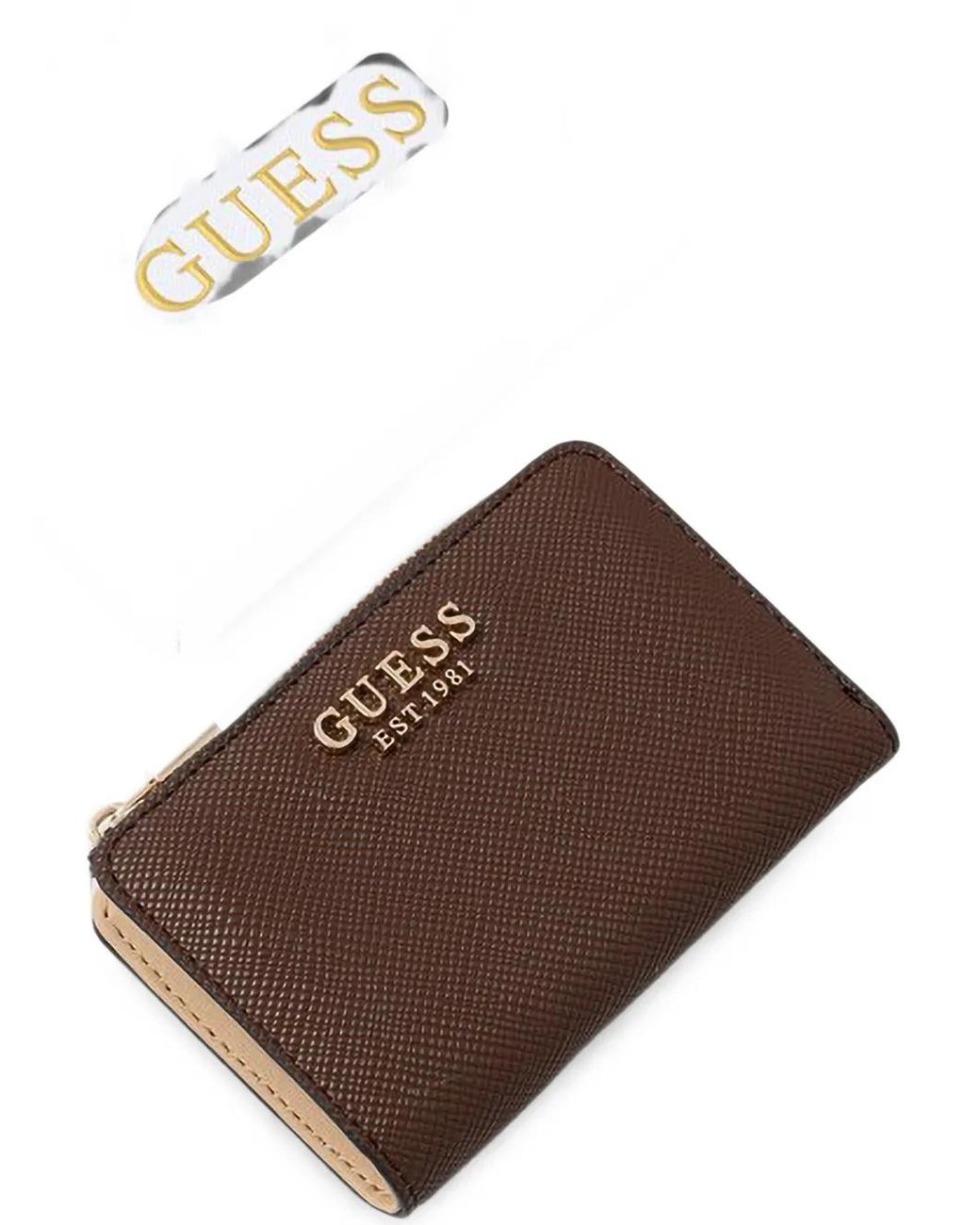Guess Brown Danielle Logo-Plaque Bifold Wallet