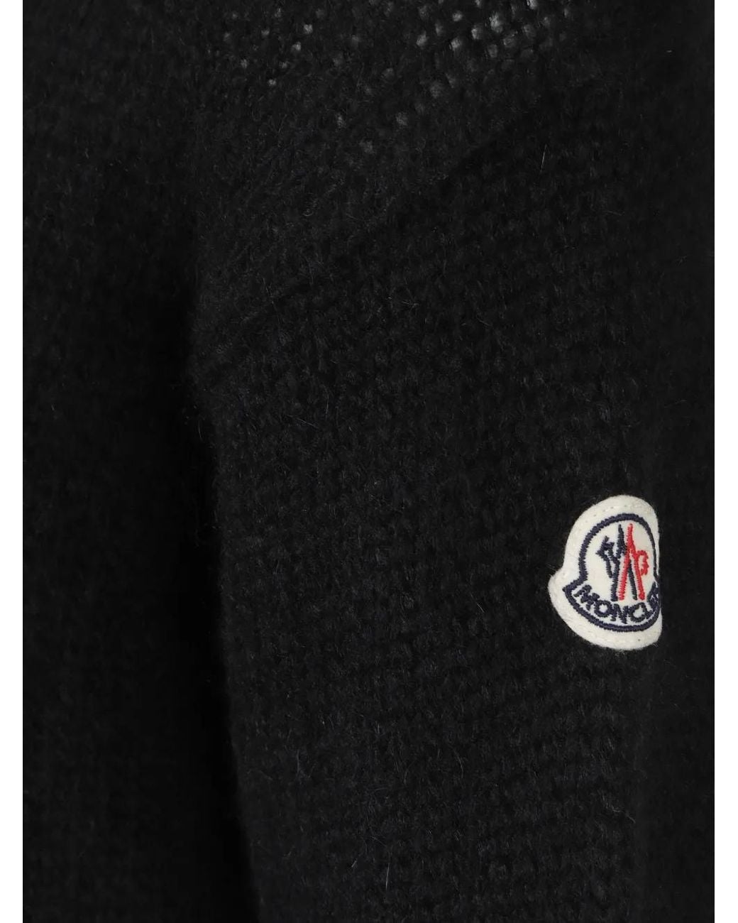 Moncler Black Cable-Knit Logo-Patch Sweater
