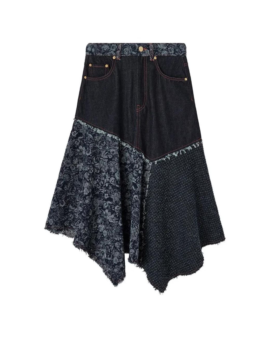 Gonna Con Design Patchwork di Ganni in Blue
