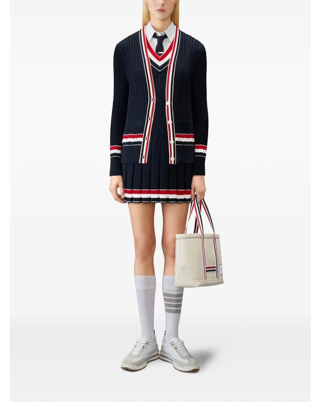 Robe Courte Cable À Rayures Thom Browne en coloris Blue