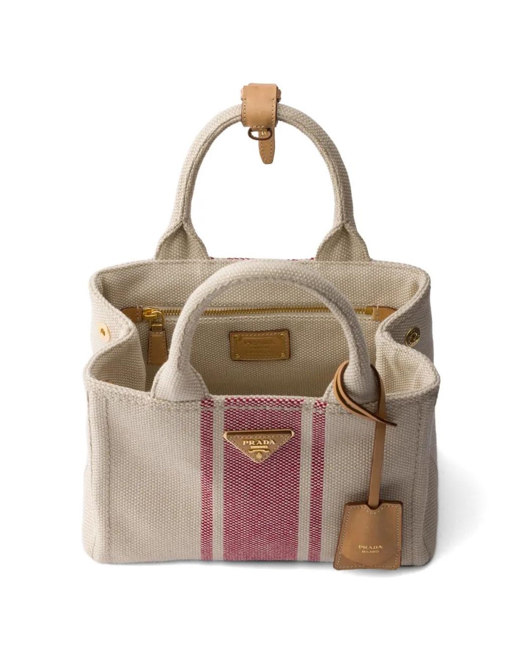 Prada Pink Jardinière Small Cotton Canvas Bag