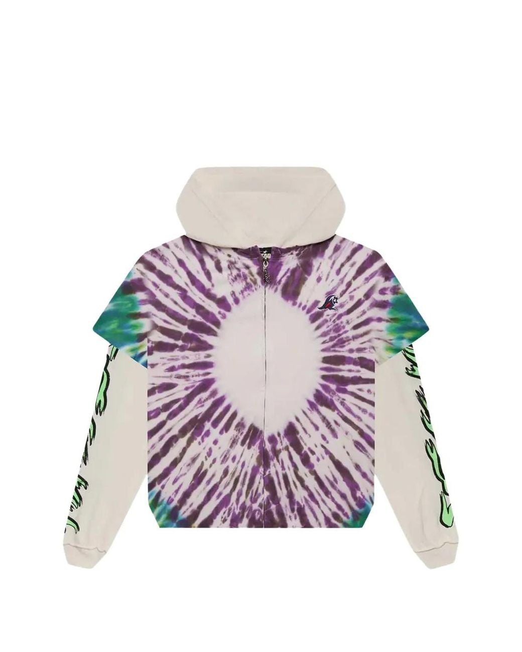 HELLSTAR Purple Tye-Dye Zip-Up Layered-Sleeve Hoodie for men