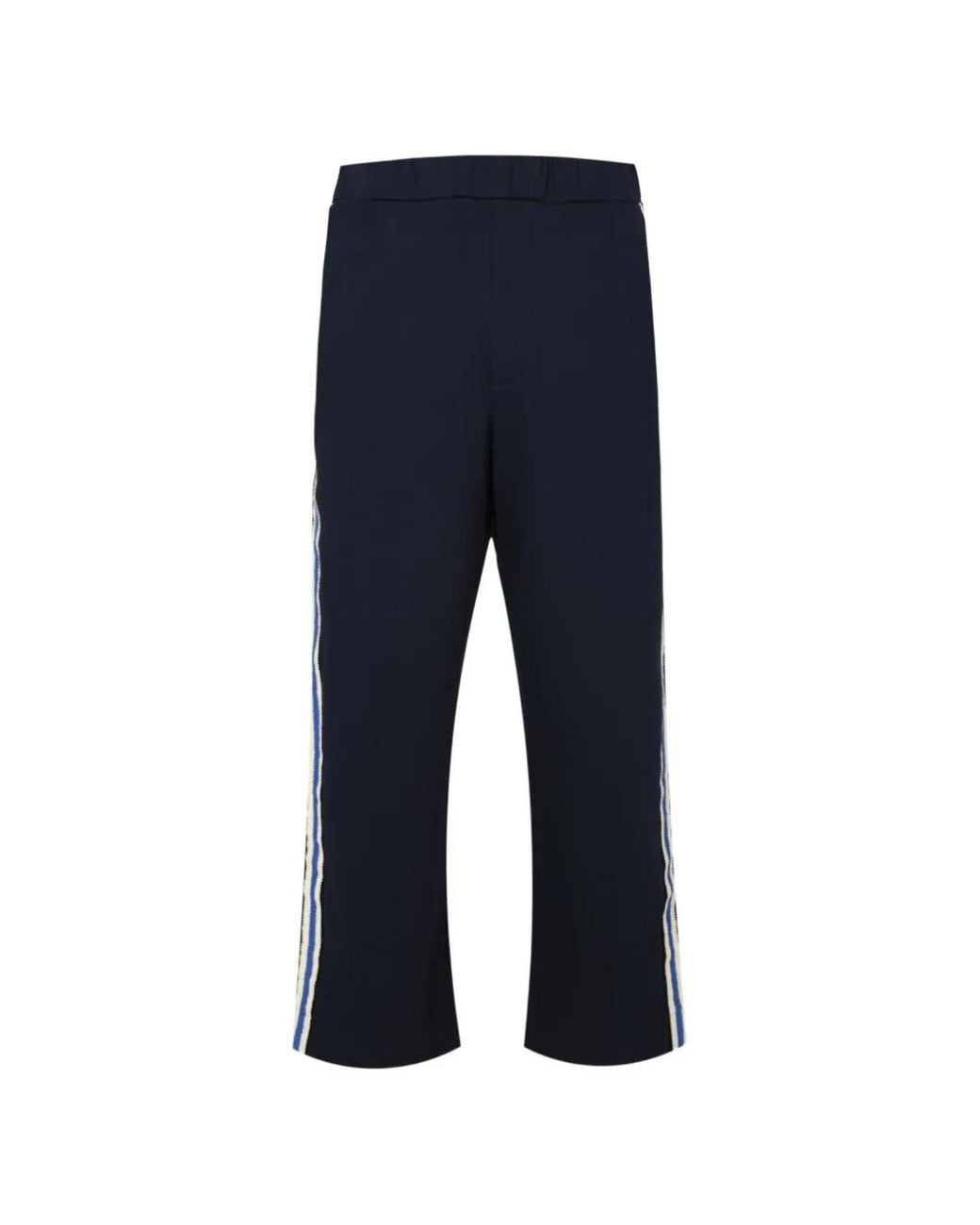 Commas Blue Crochet-Stripe Jersey Trousers for men