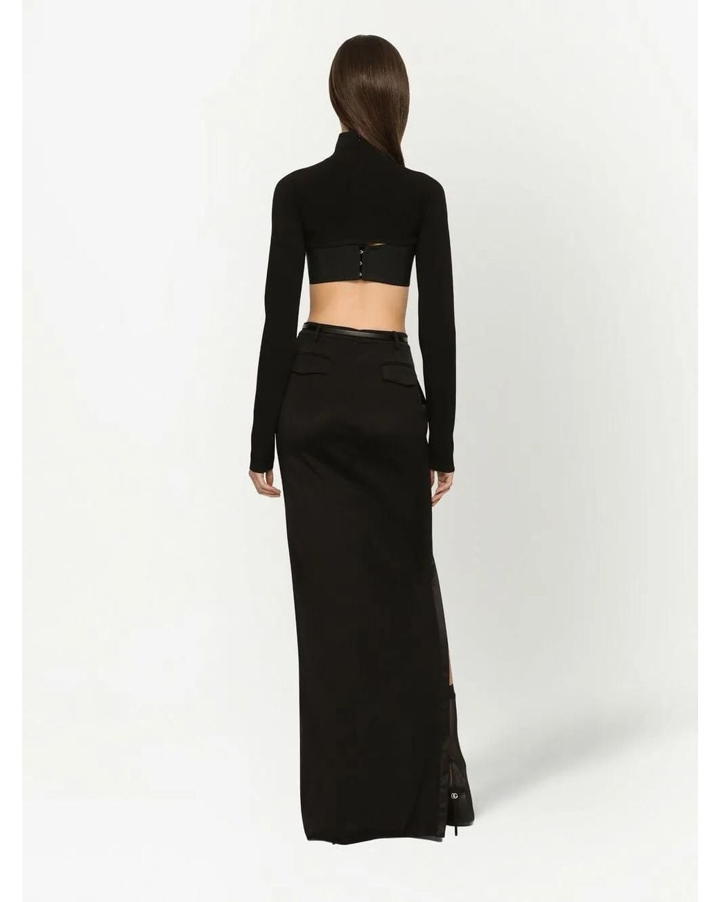 Dolce & Gabbana Black Dolce & Gabbana Cropped High-Neck Top