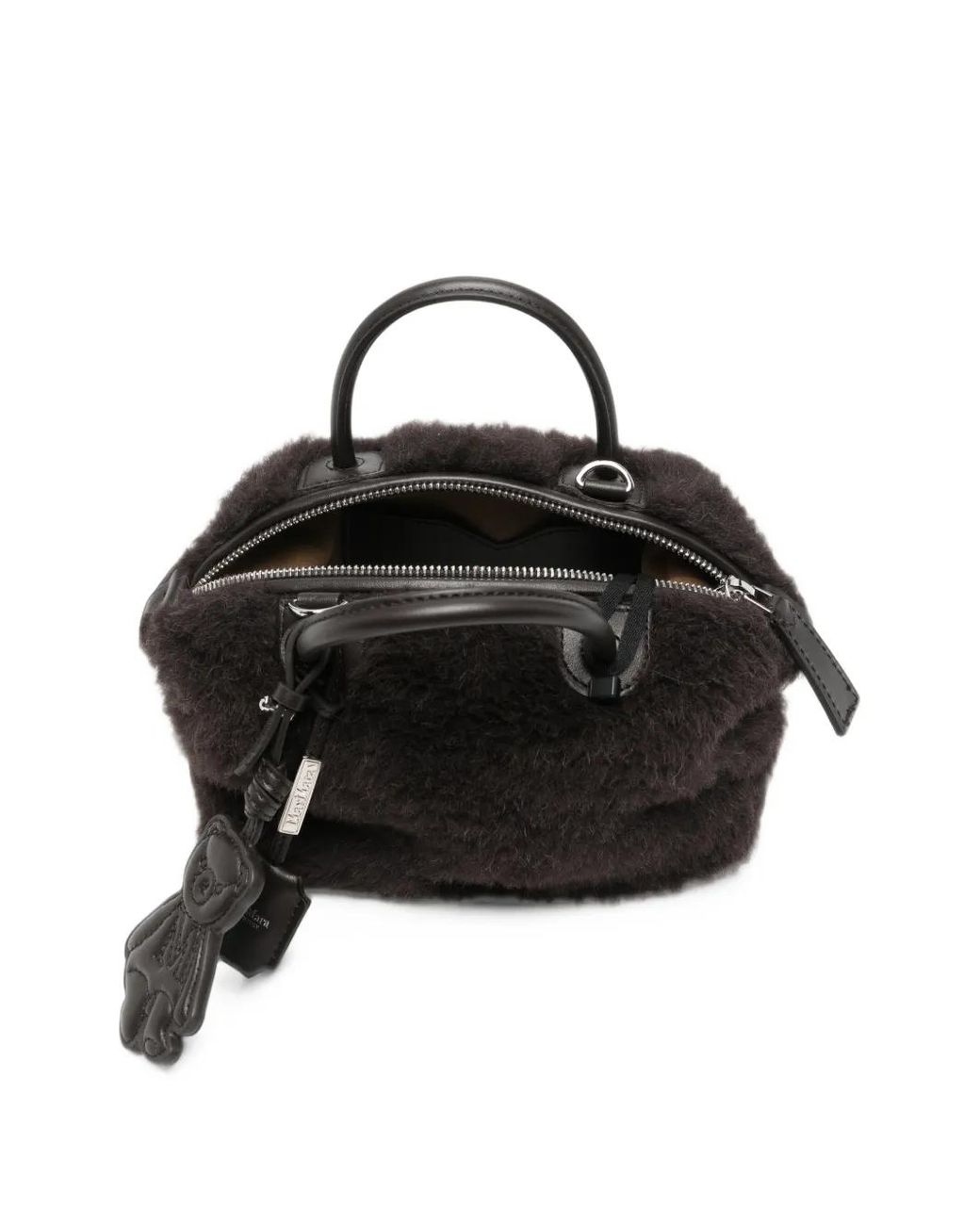Max Mara Black Mxatedholdalls1 Teddy-Texture Bear-Charm Tote Bag