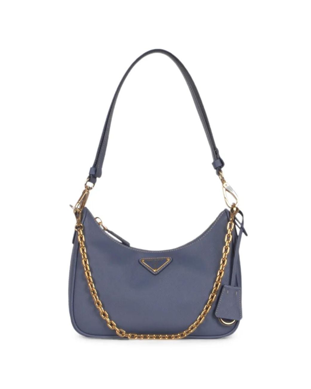 Prada Blue Saffiano Leather Chain Shoulder Bag