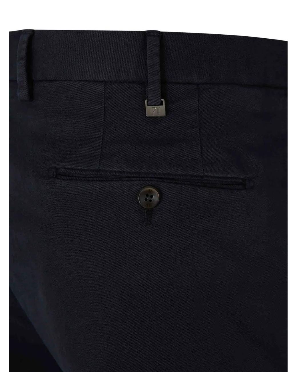 PT Torino Blue Logo-Plaque Slim-Fit Trousers for men