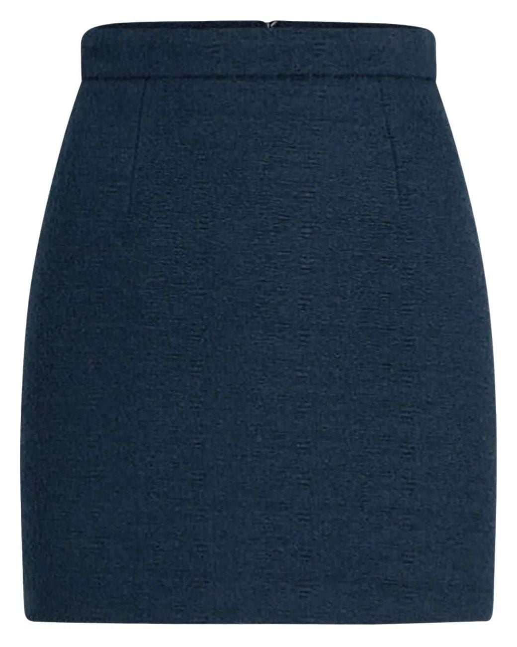 Patou Blue Organic-Cotton Tweed Mini Skirt